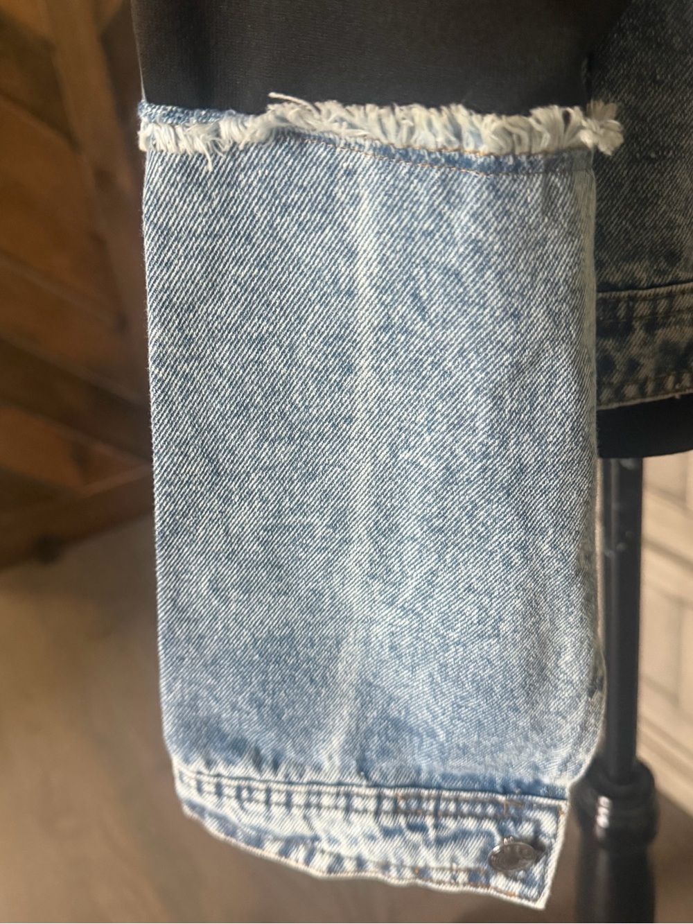 Women's Black & Denim Mixed-Media Pullover Top - Picture 6 of 6